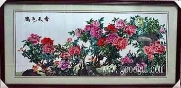 供應(yīng)嬌古蘇繡蘇繡精品裝飾畫 花團(tuán)錦簇裝飾壁畫 精品牡丹圖 高檔裝飾畫